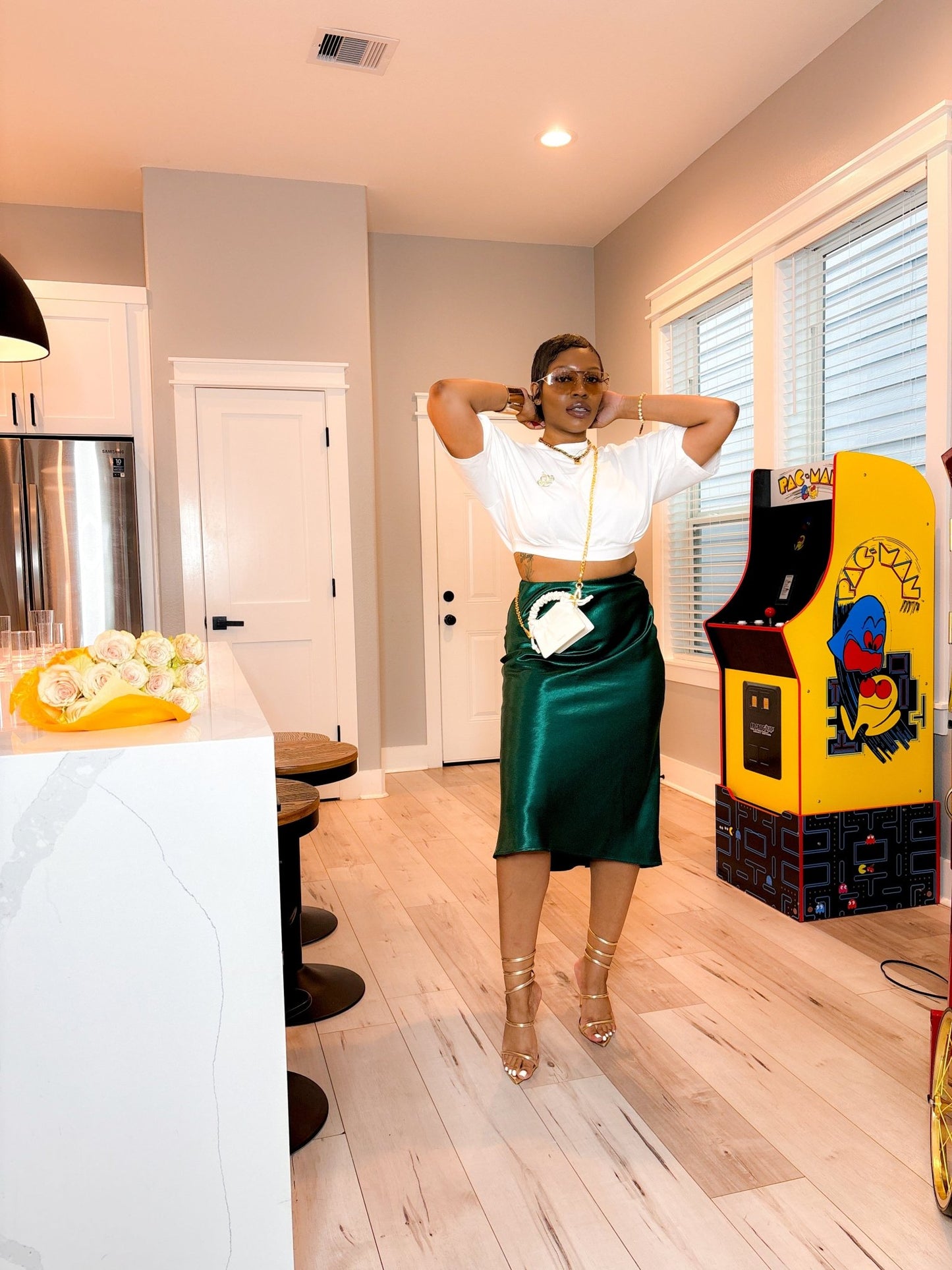 Her Satin Midi Skirt