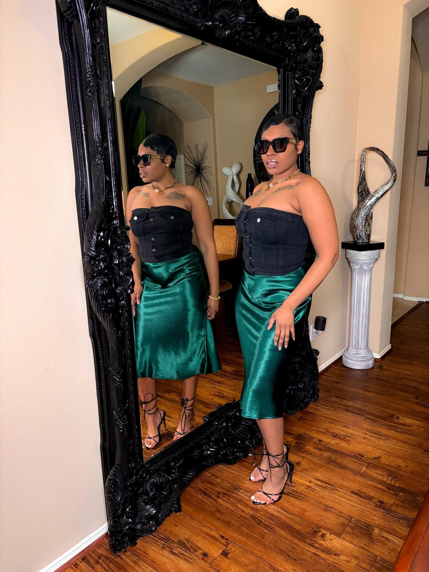 Her Satin Midi Skirt