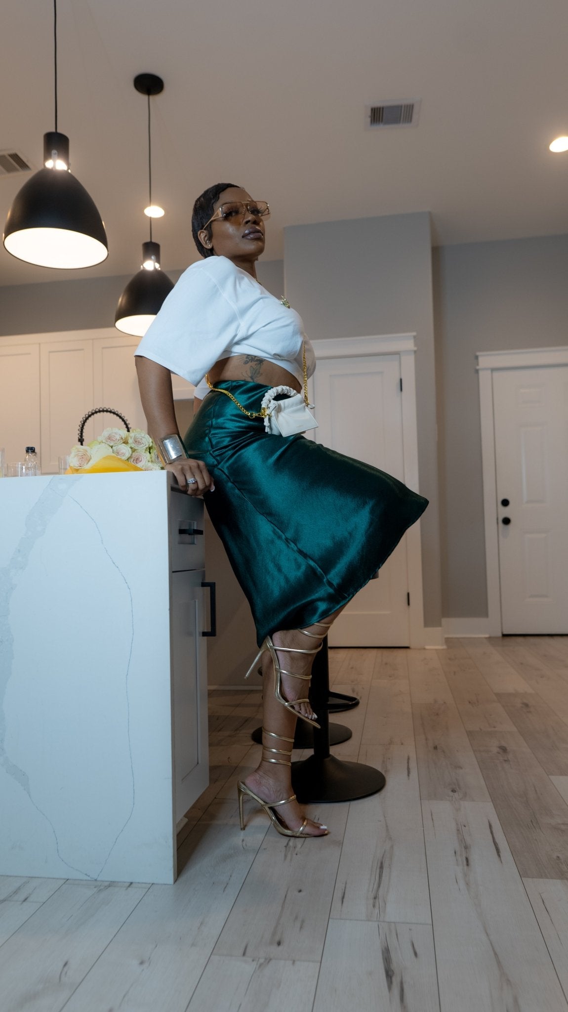 Her Satin Midi Skirt