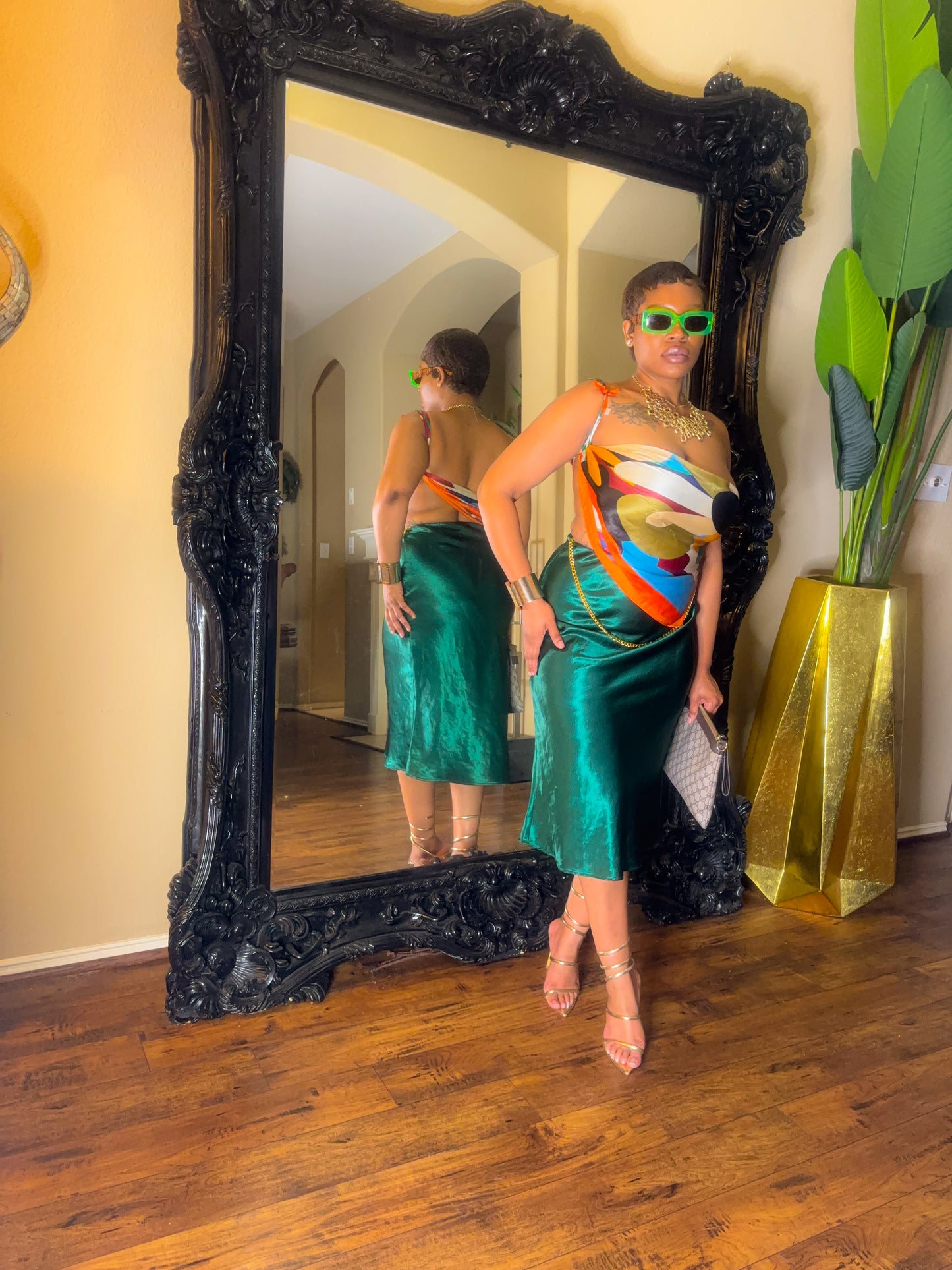 Her Satin Midi Skirt