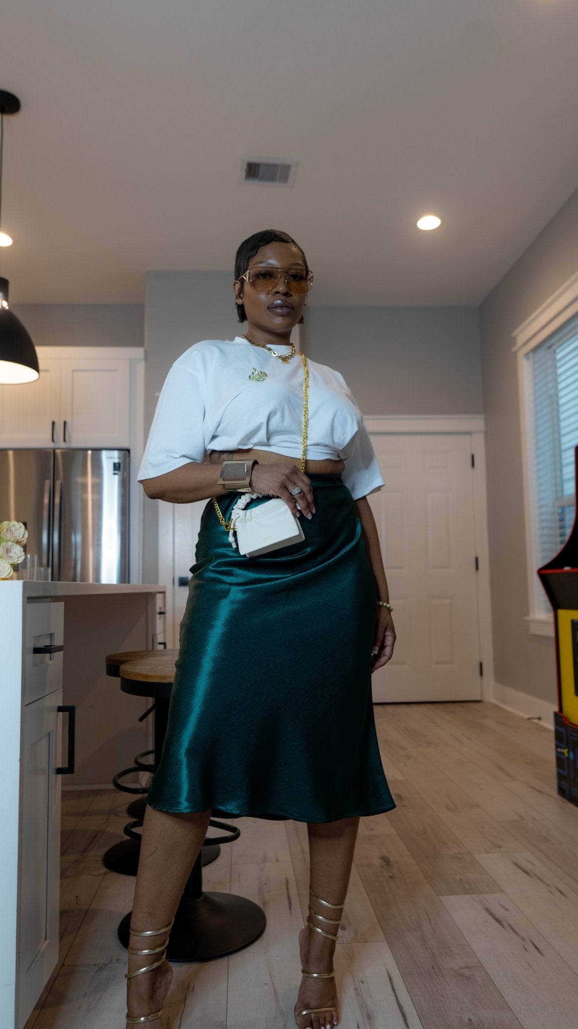 Her Satin Midi Skirt